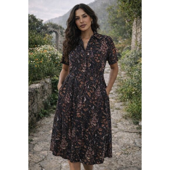 Disturbia Dresses & Skirts - Disturbia Dark Floral Gothic Midi Dress Foxglove Witchy Cottagecore US 12